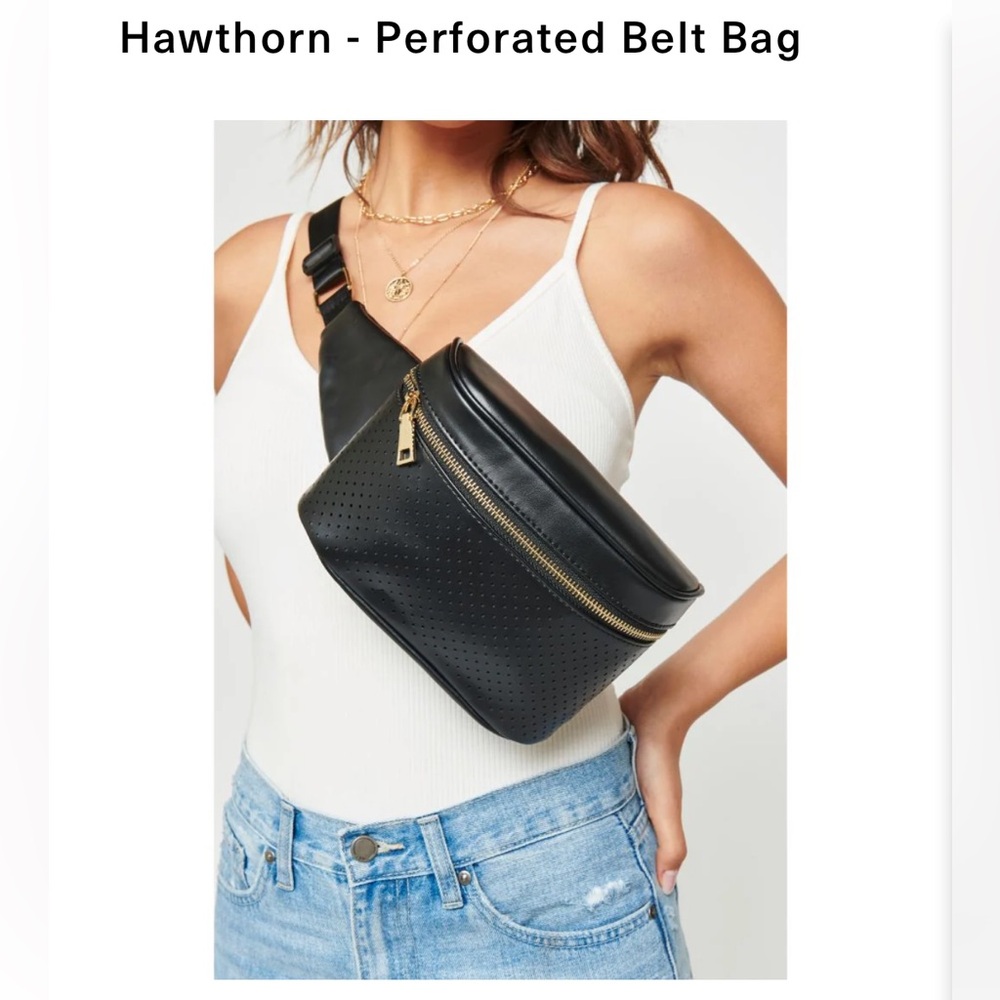 NWOT Urban Expresssions Black Hawthorn Perforated Belt Bag.